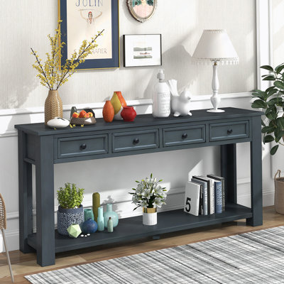 Console / canapé avec tiroirs de rangement et tablette inférieure pour le vestibule (brun clair)