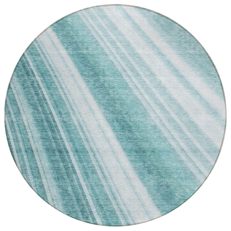 Chayden Washable Striped Indoor / Outdoor Rug, Round 8'