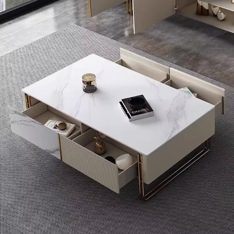 Table basse italienne classique, H 17,71 po x L 39,37 po x l 23,62 po, Blanc