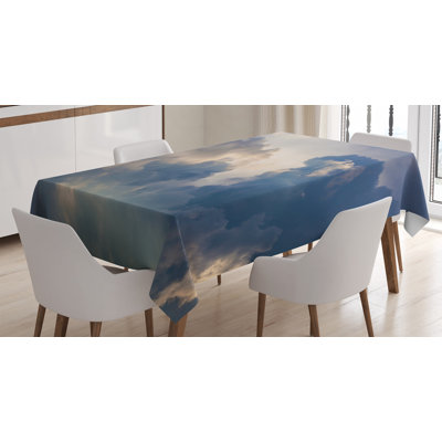 Clouds Tablecloth, Majestic Rain Storm Clouds Over The Sky High Above The Ground Environment Scenery, Rectangular Table Cover For Dining Room Kitchen -  East Urban Home, F8D2355EBEE34004898234618884A55B