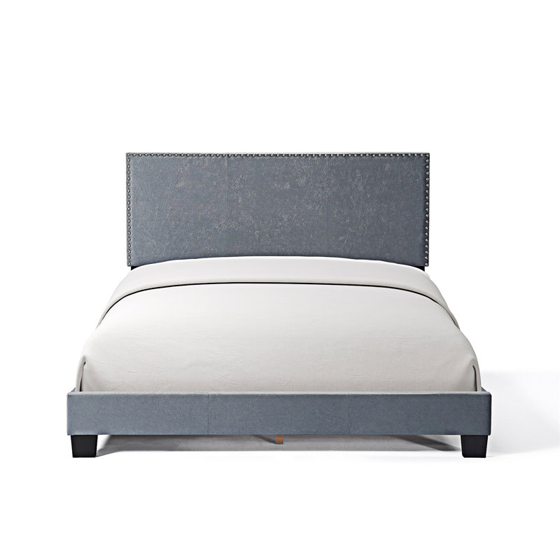 Upholstered Platm Bed, Gray, Full