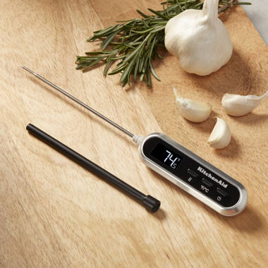  KitchenAid Curved Candy and Deep Fry Thermometer, Adjustable  silicone coated clip fits most cookware, Charcoal Gray: Home & Kitchen