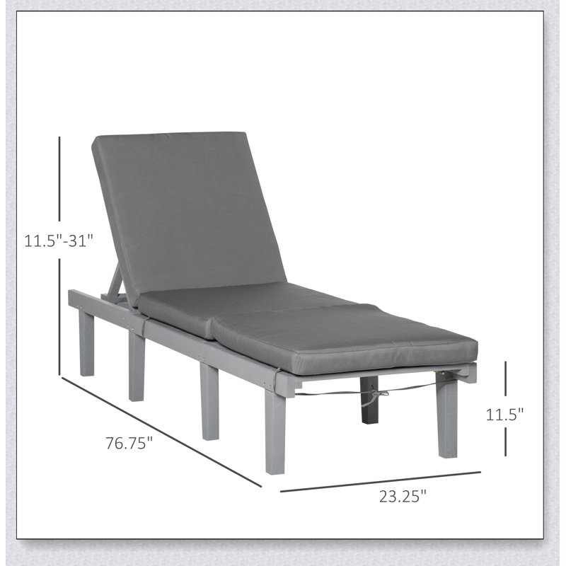 Outsunny Chaise Lounge Chair for Outdoor, Patio Recliner with 4-Position Adjustable Backrest, Gray
