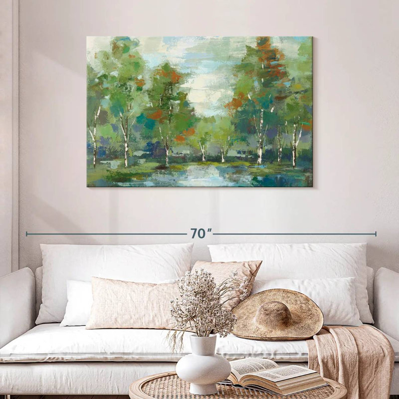 Avery, forêt, aube, turquoise, H 30 po x l 45 po