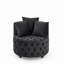 Fauteuil pivotant en velours rembourré pour le salon, avec capitonnage à boutons et roues mobiles, comprenant 3 coussins-2060139824
