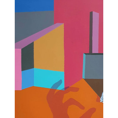 Me, Society and My Happy Place Acrylic Canvas Painting - Contemporary Modern Art by Mahima Katiwal 26"H x 12"W Inspirational Wall Decor