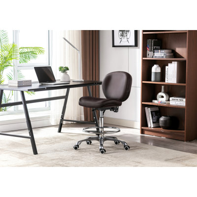 Jorinda Backed Adjustable Height Ergonomic Lab Stool with Footring Wheels