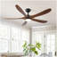 Ventilateur de plafond à 5 pales en bois massif 62 pouces avec télécommande et éclairage (DEL) à moteur à courant continu pour l'intérieur, l'extérieur et la terrasse