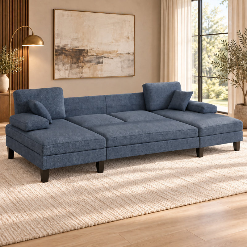 Canapé-lit modulaire convertible en U en chenille, Blue