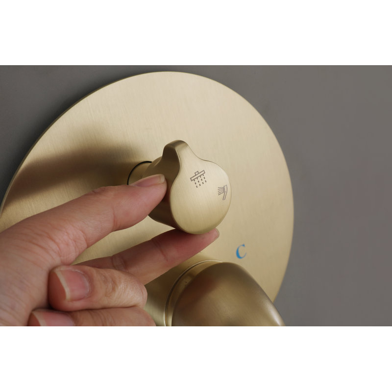 Système de douche à pluie de 12 pouces avec valve en laiton - 2 fonctions (haut / main) et 3 modes de douche à main (haute pression)
