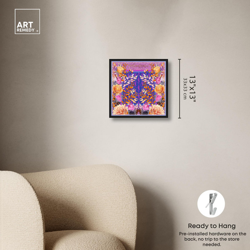 Impression sur toile, "Colibris" par Everly Quinn, Cadre noir, H 13 po x l 13 po