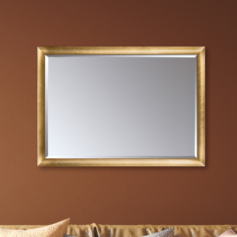 Miroir biseauté moderne et contemporain, 27 po x 39 po, Or