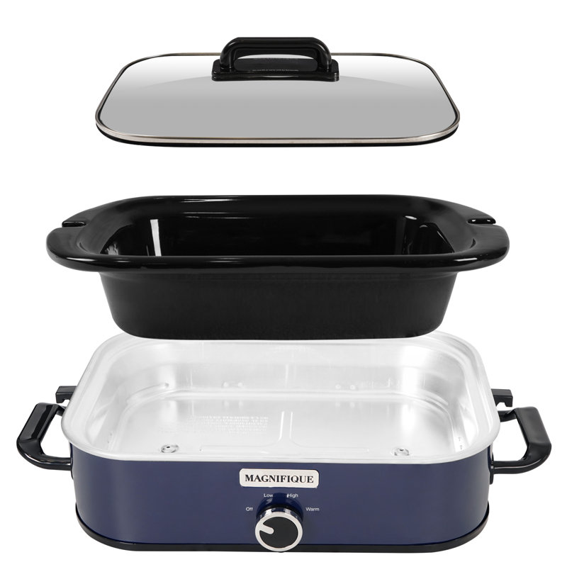 Magnifique 4-Quart Slow Cooker With Casserole Manual Warm Setting, Blue
