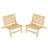 2PCS Teak Wood Outdoor Reclining Chair Natural Mid Century Accent Chair w/ Backrest