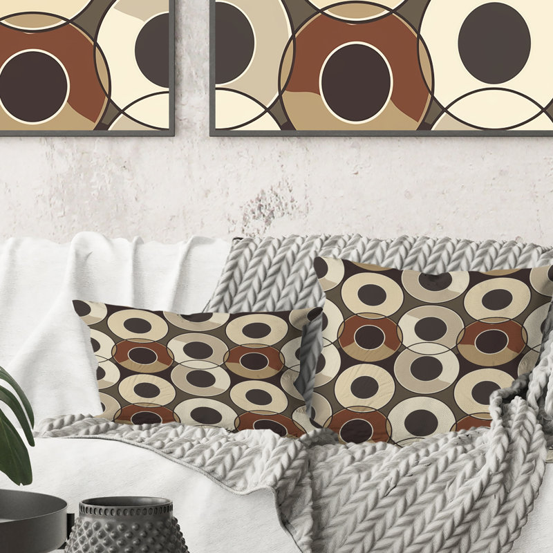 Coussin beige Mid-Century, H 18 po x l 18 po