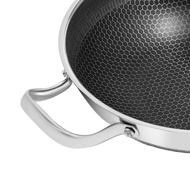 Poêle à frire 3,5 x 12,5 po en acier inoxydable avec couvercle
