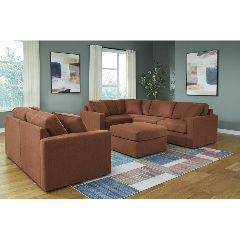 Gwenevere Upholstered Ottoman, Orange Polyester