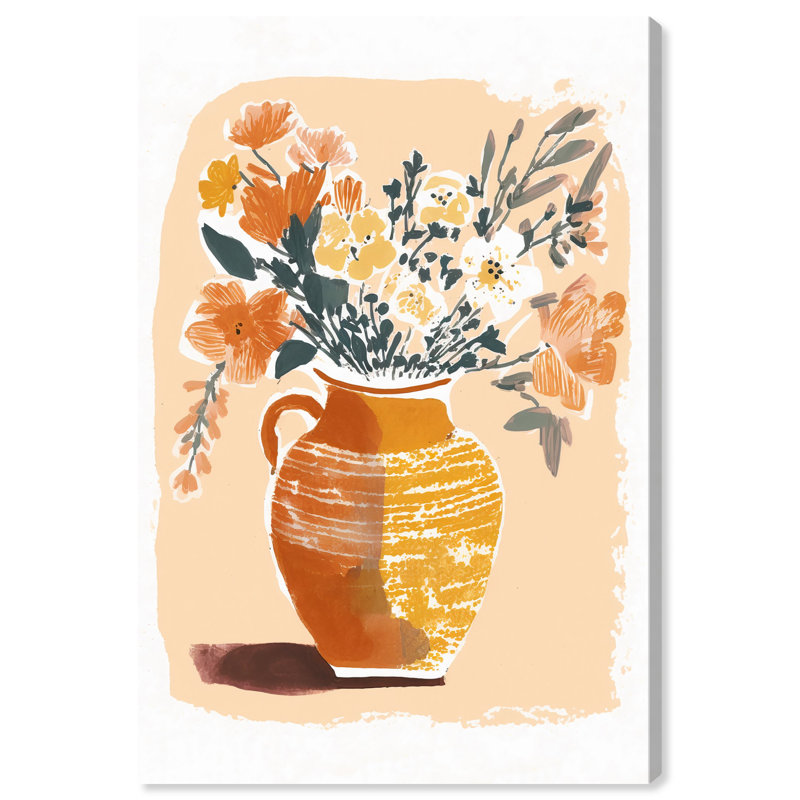 «Mid Autumn Flowers Canvas Boho», art mural coloré par Art Remedy, Toile tendue, H 15 po x l 10 po