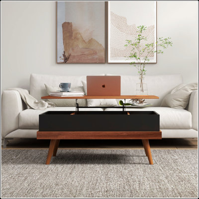Lift Top Coffee Table, 39.25"" Coffee Table with Hidden Compartments and Wood Legs -  George Oliver, 7047E993B1634C7691317C9D37DB27F0