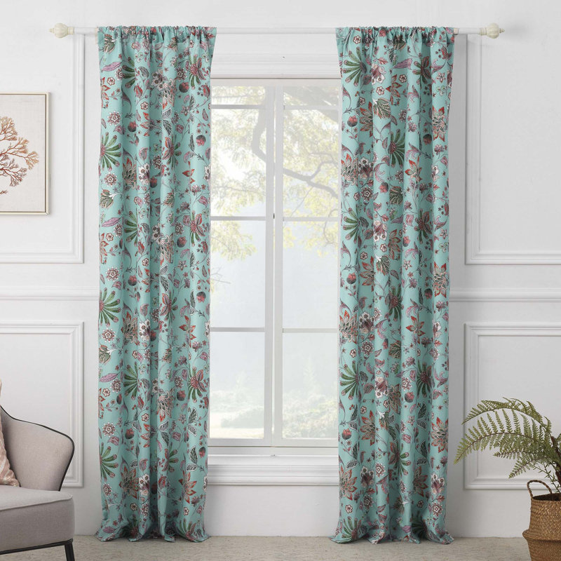 Paire de rideaux semi-transparents avec passe-tringle Audrey, Turquoise