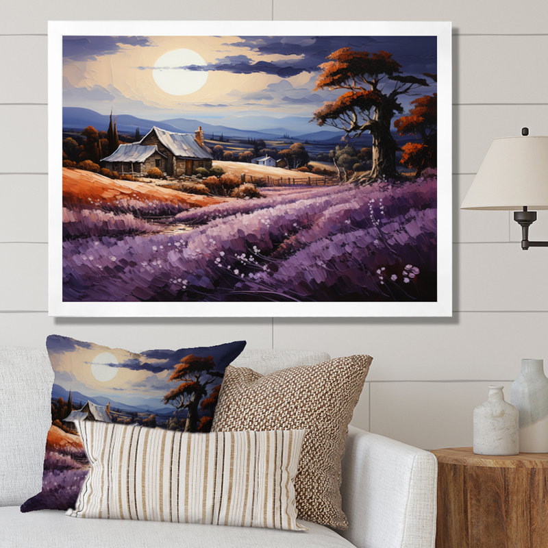 «Countryside the Violet Field II», reproduction sur toile, H 16 po x l 32 po x P 1 po, Cadre photo blanc
