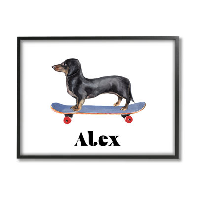 «Dachshund Dog Skateboarding cmw-032», art mural personnalisé