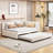  Upholstered Daybed with Trundle Sofa Bed Frame, No Box Spring Needed, Versatile and Modern, Ideal for Hosting or Everyday Lounging, Linen Fabric-1950205553