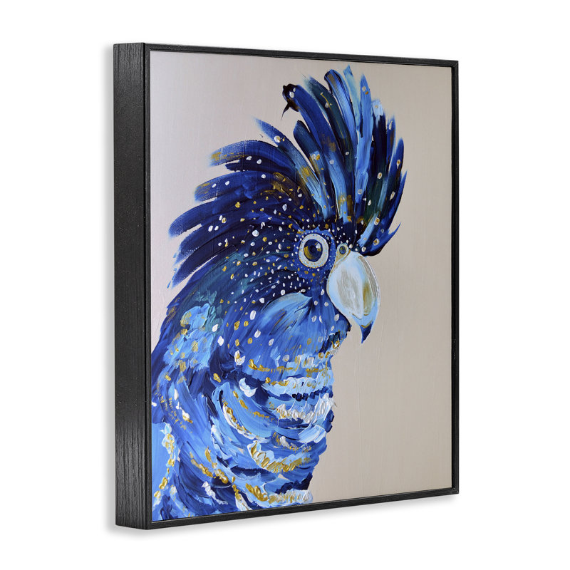 Coco The Cockatoo, giclée encadrée, design par Jennifer Seeley, H 14 po x l 11 po, Giclée encadrée noir minuit