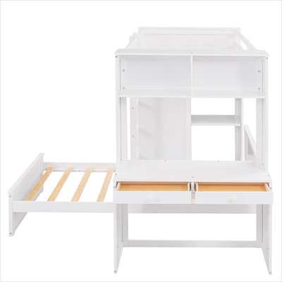 Loft Bed With A Stand-Alone Bed, Shelves,Desk,And Wardrobe by Harriet Bee
