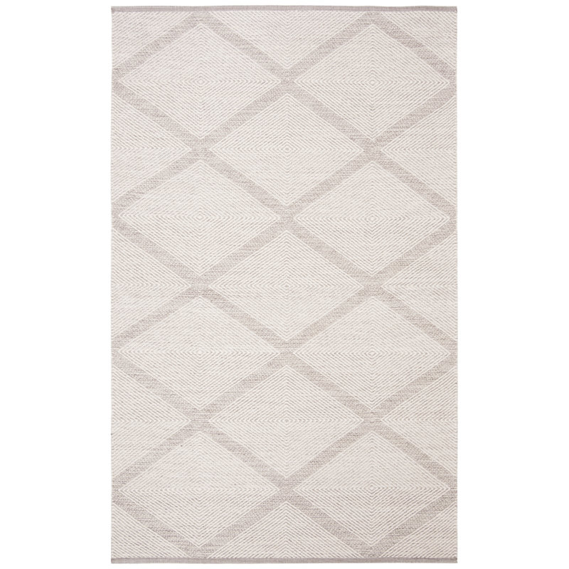 Tapis gris en coton tissé à plat à la main Abberton, Rectangle 2 pi x 3 pi