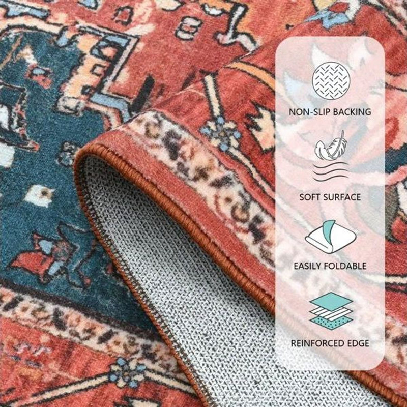 Tapis à motif floral lavable Fillender, Rectangle 10 pi x 14 pi