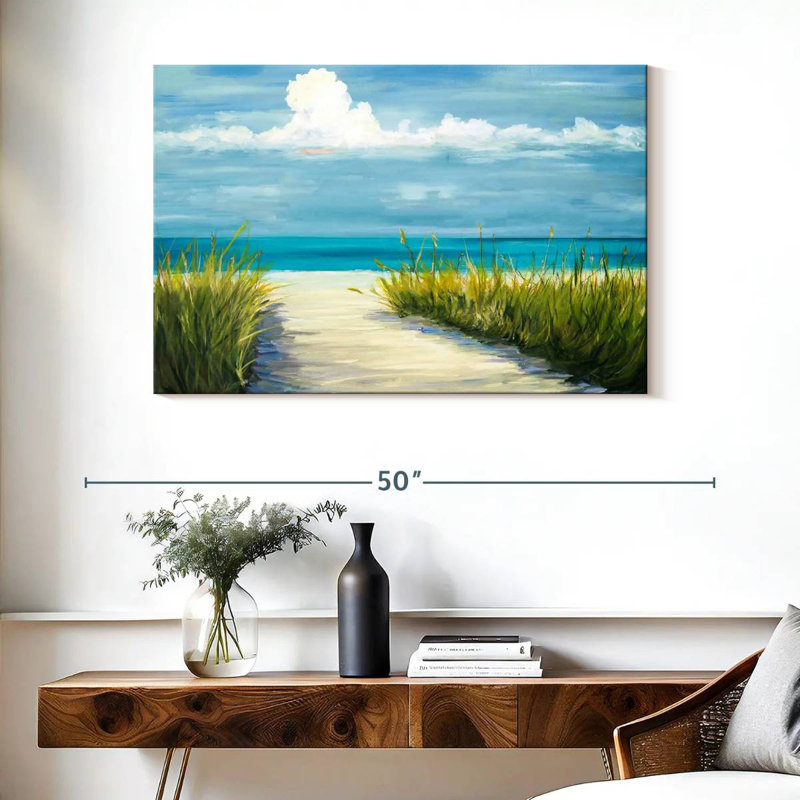 Scène de plage apaisante, H 26 po x l 39 po