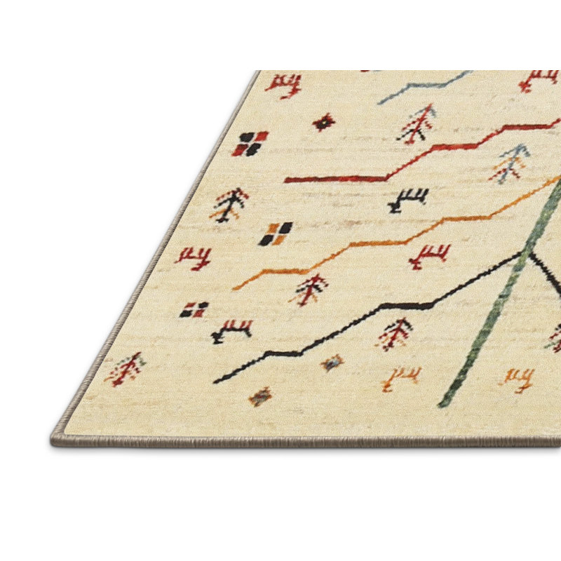 Tapis beige/rouge contemporain, Rectangle 5 pi x 8 pi