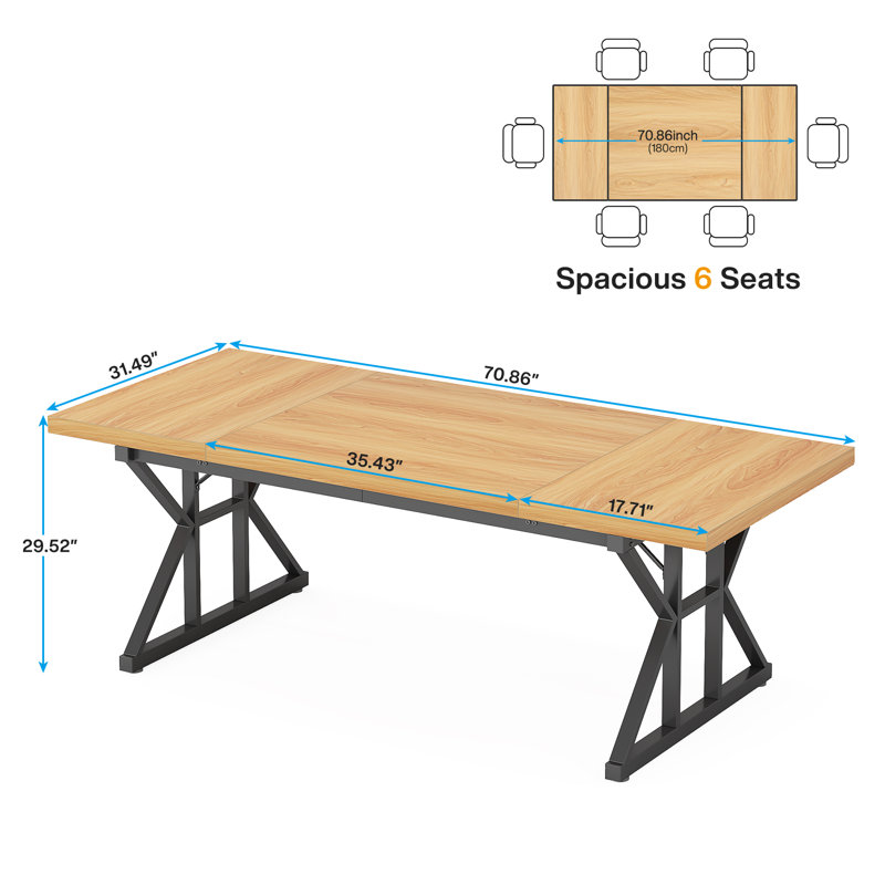 180.3cm Rectangle Conference Table, Black, Light Walnut