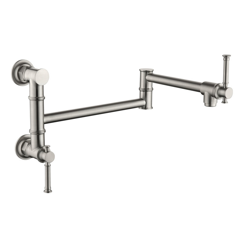Pot Filler Faucet Wall Pot Filler Faucet, Modern Brass Pot Filler Two-Attachment Wall Mount Folding Kitchen Pot Filler Swing Arm