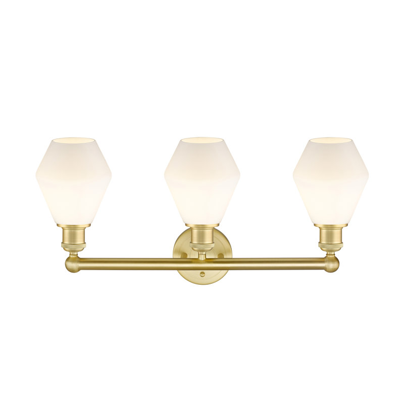 Éclairage pour meuble-lavabo 3 lumières 24 pouces Gabbie, Or satiné, Blanc mat