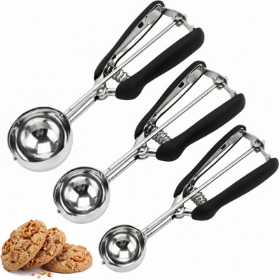 Ensemble de 3 cuillères à crème glacée, 3 cuillères à biscuits pour la cuisson