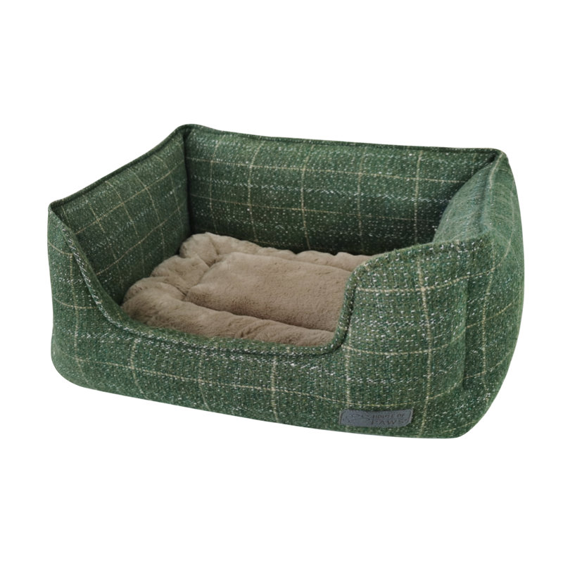 Moss Tweed Rectangle Dog Bed Polyester Pet Bed, 20cm H x 55cm W x 50cm D