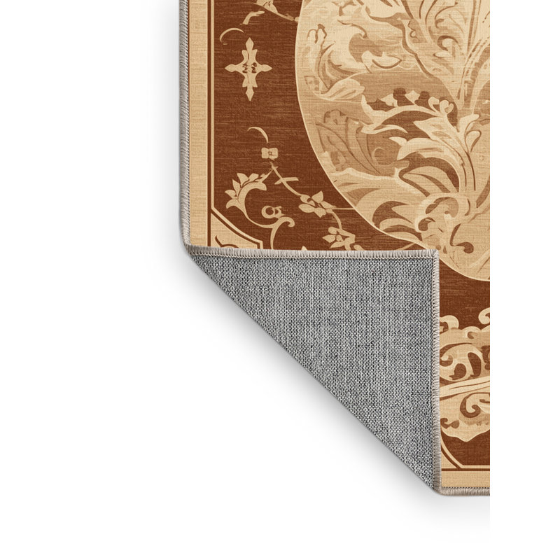 Tapis damassé rétro Olney Peach, 5 x 8
