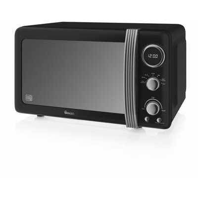 Swan Retro LED Digital Microwave with Glass Turntable, 5 Power levels & Defrost Setting, 20L, 800W