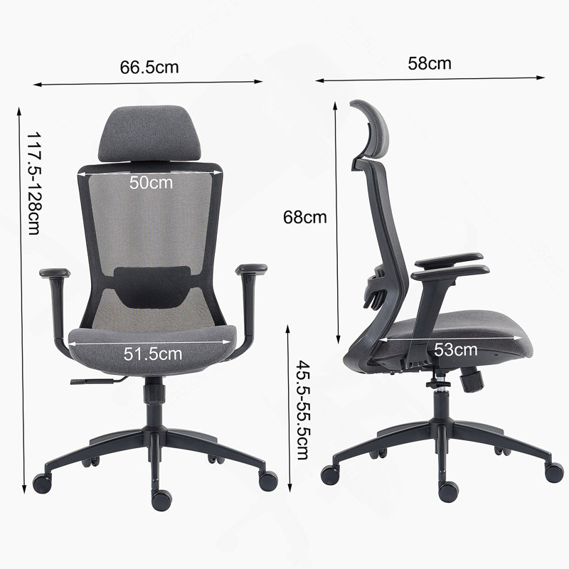 High Back Mesh Office Chair With Adjustable Lumbar Support And Ergonomic Design For All-Day Comfort