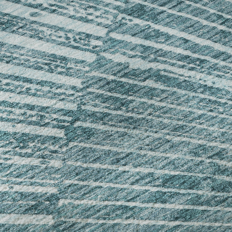 Tapis bleu sarcelle lavable à la machine de qualité supérieure 1 pi 8 po x 2 pi 6 po Cerrito AMF542