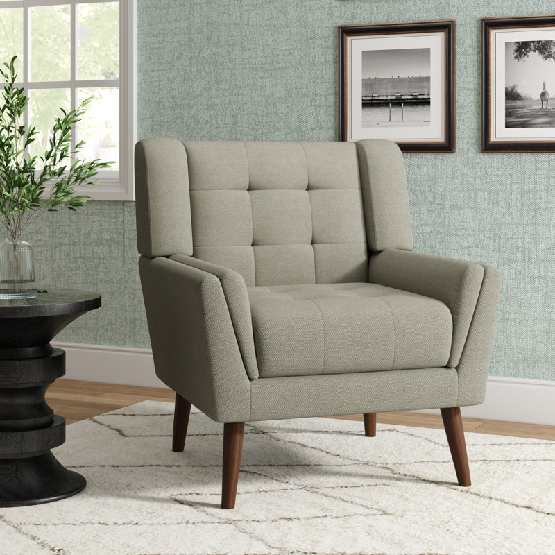 Jaqueze 75.2Cm Wide Tufted Armchair, Beige Grey Polyester Blend