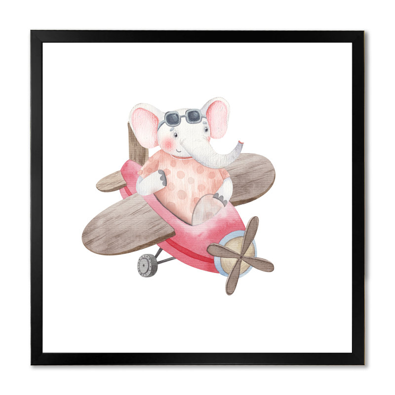 Mignon enfants éléphant volant, Cadre photo noir, L 16 po x H 16 po x P 1 po