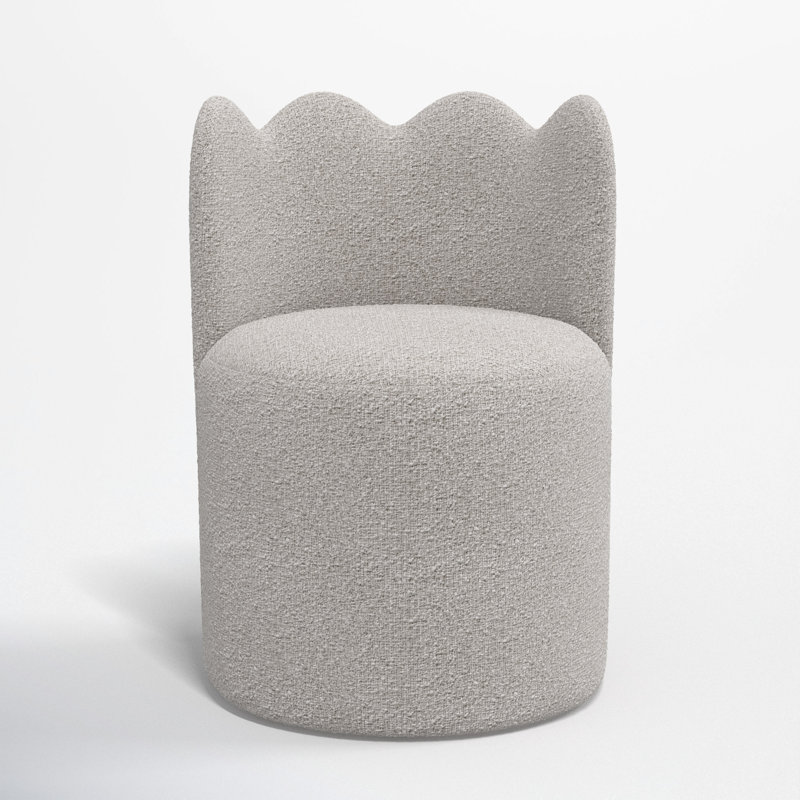 Dahlia Wavy Back Dining Chair, Classic Elephant Boucle