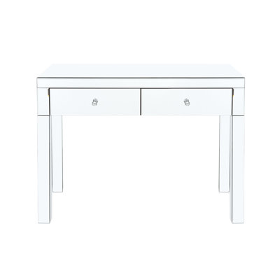 Rectangular Desk For Bedroom With Drawers And Mirror - Space Enhancer Spacious Computer Modern Style