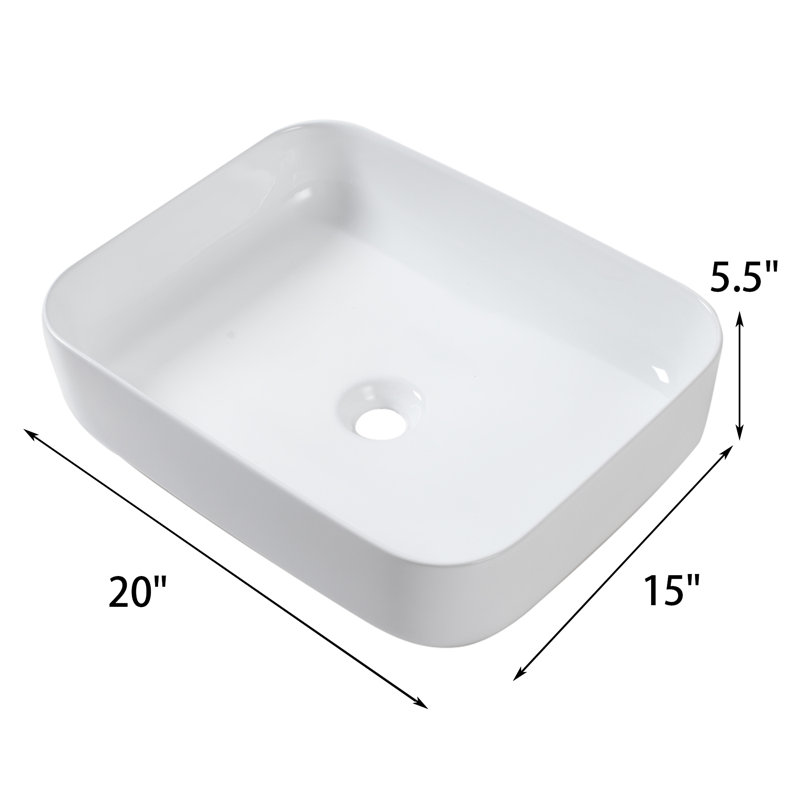 Lavabo de salle de bain vasque rectangulaire en céramique blanche