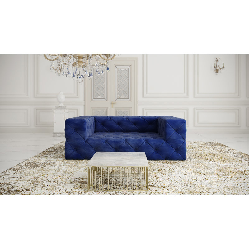 Jannie 2 Seater Velvet Sofa, Navy Blue