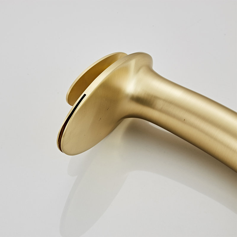 Waterfall Single Hole Bathroom Faucet With Deck Cover Plate With Pop Up Drain Assembly, Matte Gold