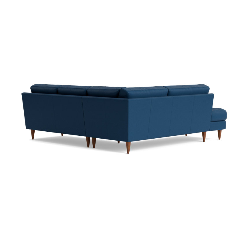 MCM Sectional, Bison Deep Blue Top Grain Leather, Left Hand Facing